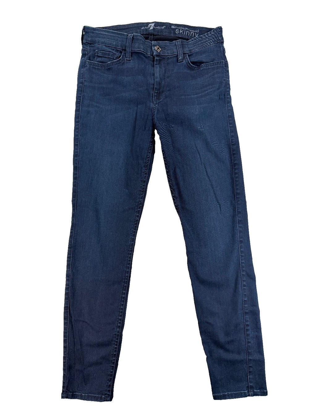 7 For All Mankind - The Mid Rise Cropped Skinny Dark Wash Jeans (Women's 29)
